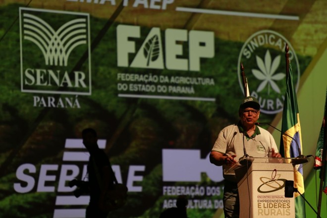 Presidente da FAEP, Ágide Meneguette discursa durante a abertura da cerimônia. | Jonathan Campos/Gazeta do Povo