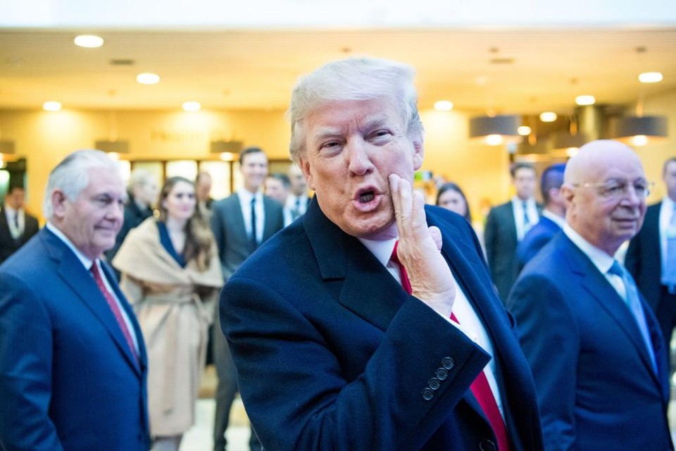 O presidente Donald Trump ao chegar no Fórum Econômico Mundial de 2018, em Davos | Boris Baldinger/Fórum Econômico Mundial