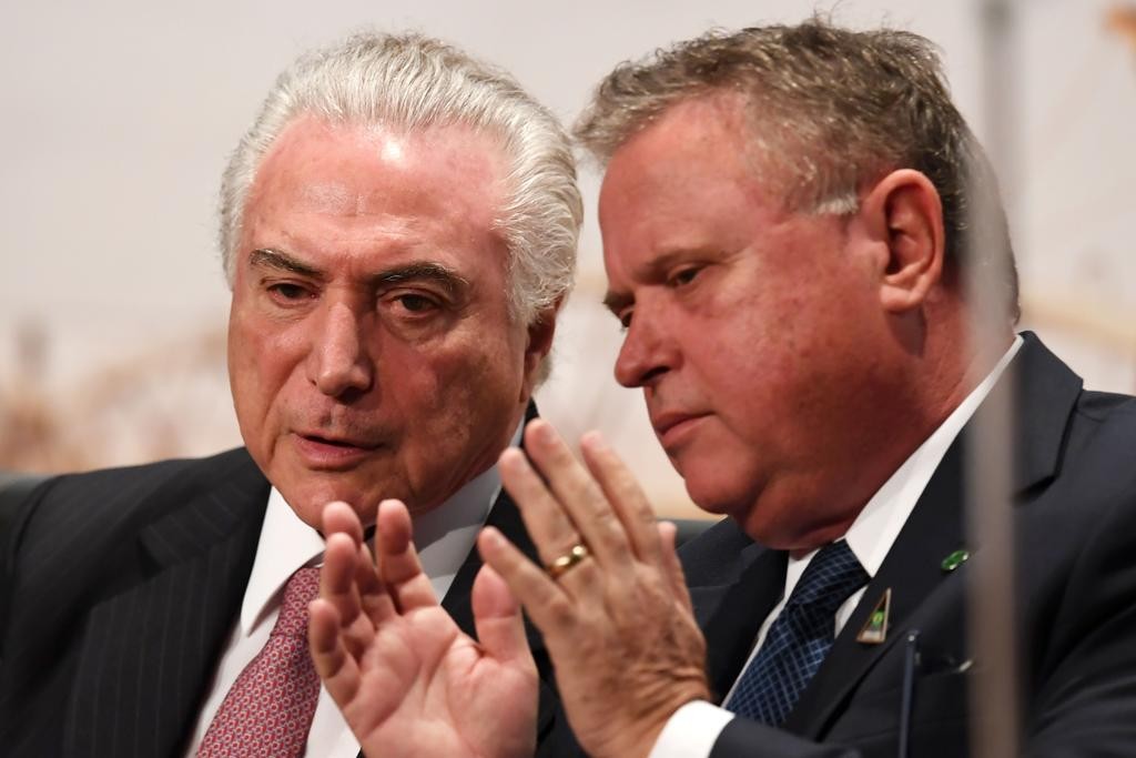 O presidente do Brasil, Michel Temer ,ao lado do ministro da Agricultura, Blairo Maggi