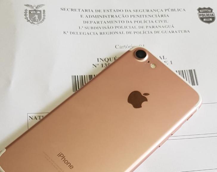 Celular de R$ 5 mil furtado tinha preço de resgate de R$ 600. | Polícia Civil/