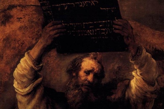 Detalhe de “Moisés Quebrando as Tábuas da Lei”, Rembrandt, 1659. | Wikipedia