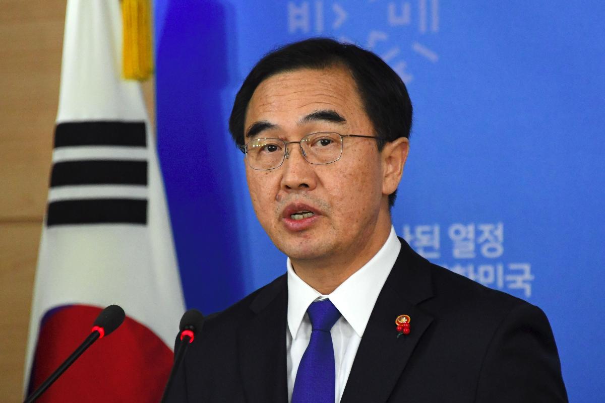 Ministro sul-coreano da Unificação, Cho Myoung-gyon, em coletiva de imprensa no complexo governamental em Seul nesta terça-feira (2). | JUNG YEON-JE
AFP