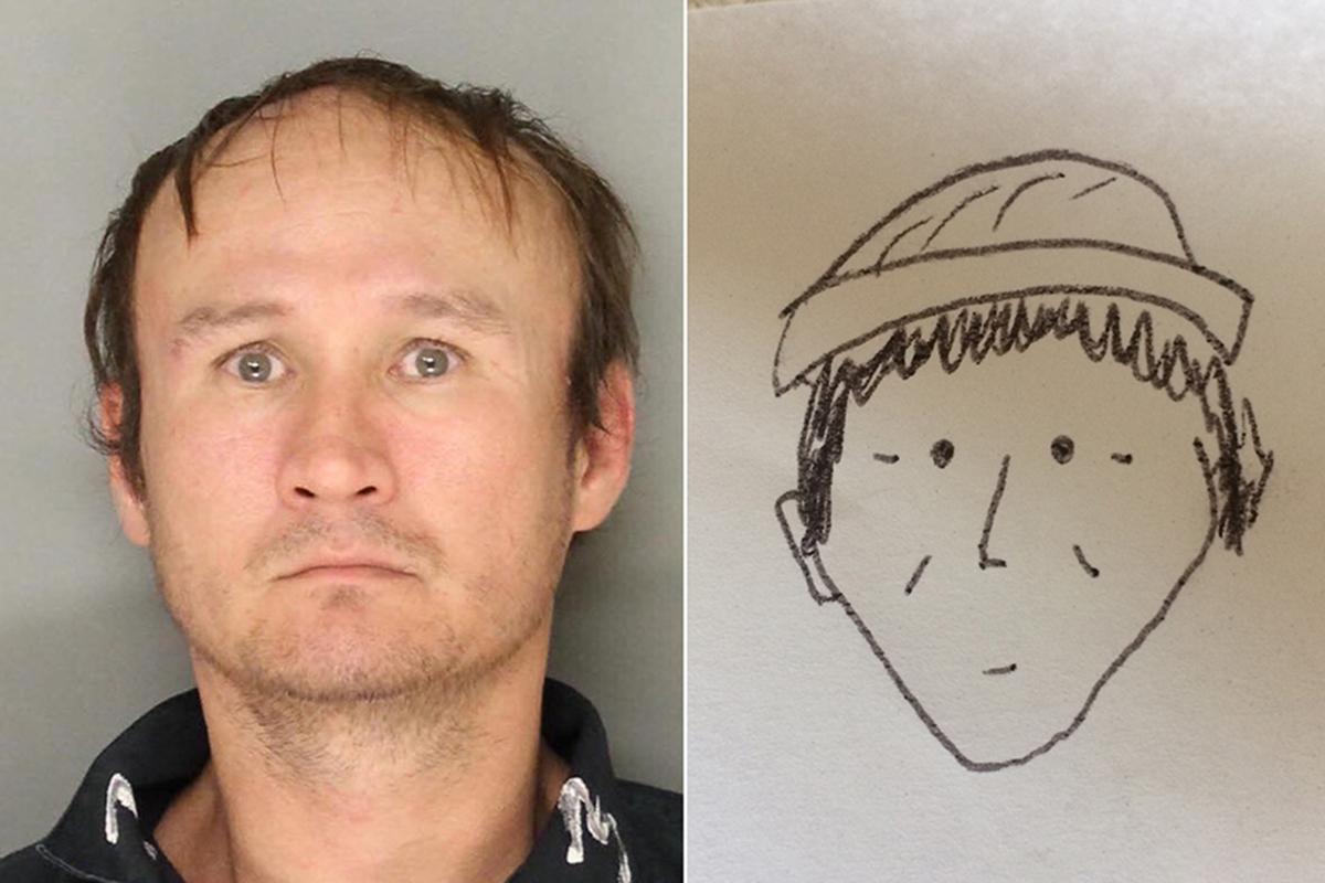 O desenho é terrível: As linhas grossas parecem um triângulo invertido com cabelo, ou um morango vestindo um chapéu pequeno | Cortesia da Polícia de Lancaster Divulgação