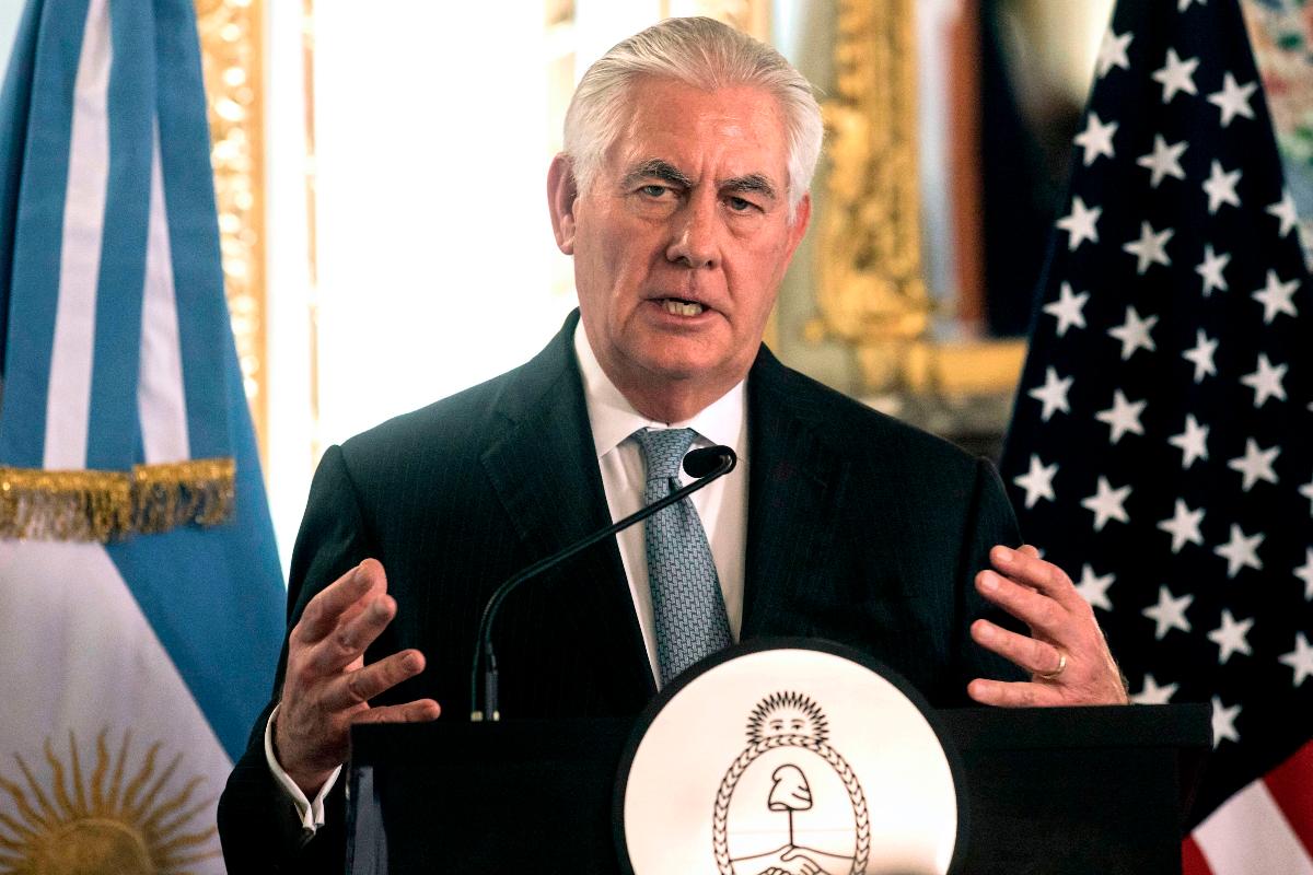Secretário de Estado dos EUA, Rex Tillerson, falou com jornalistas em sua visita a Buenos Aires | ALBERTO RAGGIO
AFP