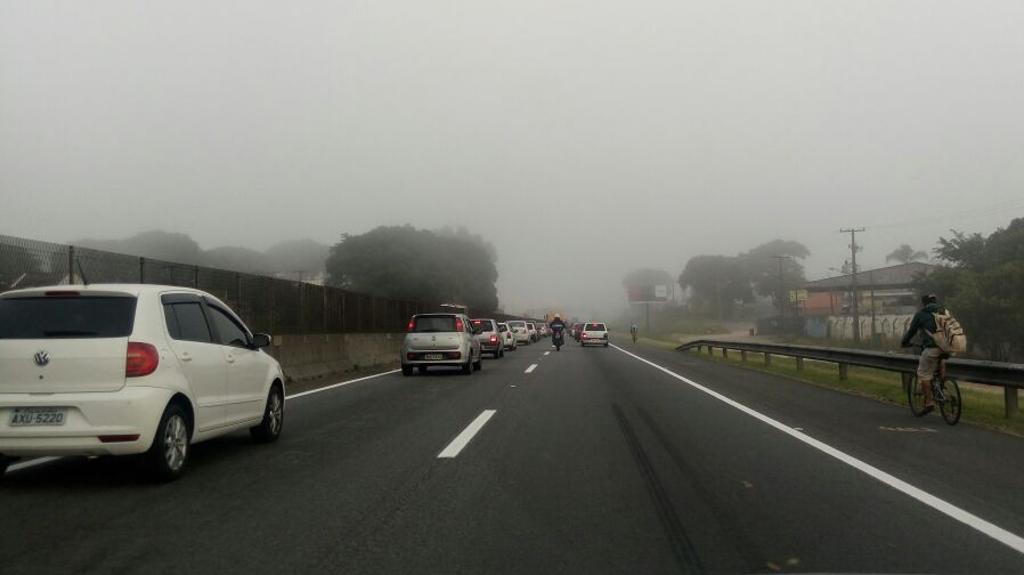 Motoristas tiveram de redobrar a atenção com o nevoeiro na BR-277 nesta terça-feira. | Marcos Xavier Vicente/Gazeta do Povo