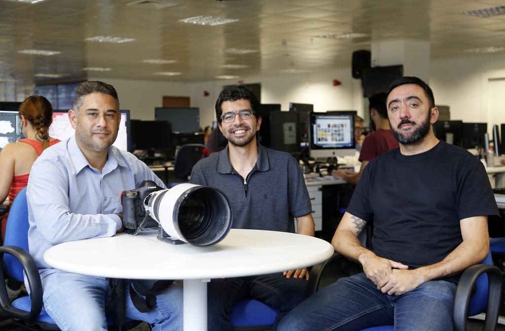 Jonathan Campos, Adriano Ribeiro e André Pugliesi: equipe da Gazeta do Povo na Copa do Mundo da Rússia. | Marco Charneski/Tribuna do Parana