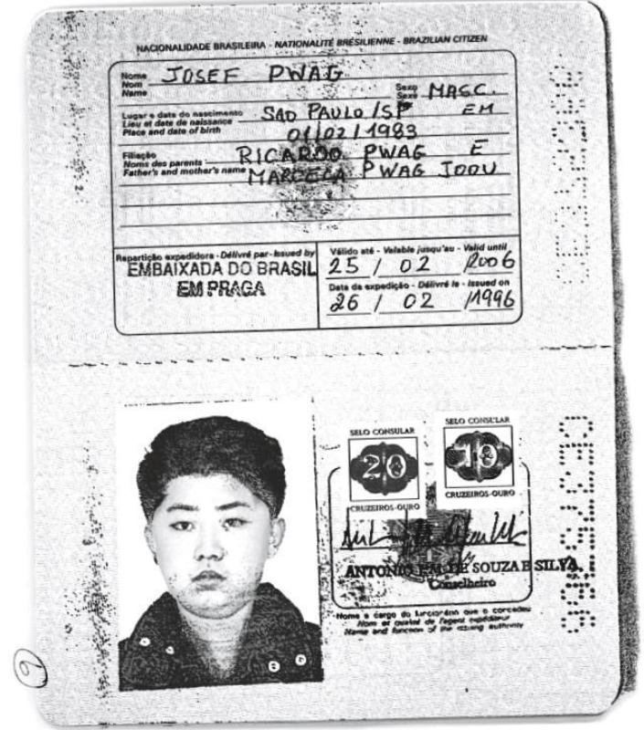 O passaporte com a foto do atual líder da Coreia do Norte, Kim Jong-un, foi emitido em nome de Josef Pwag, acompanhado da informação de que este teria nascido em São Paulo, em 1º de fevereiro de 1983 | Reuters