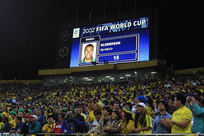 Kleberson em destaque no placar eleotrônico na semifinal da Copa. | EDSON SILVA/Gazeta do Povo
