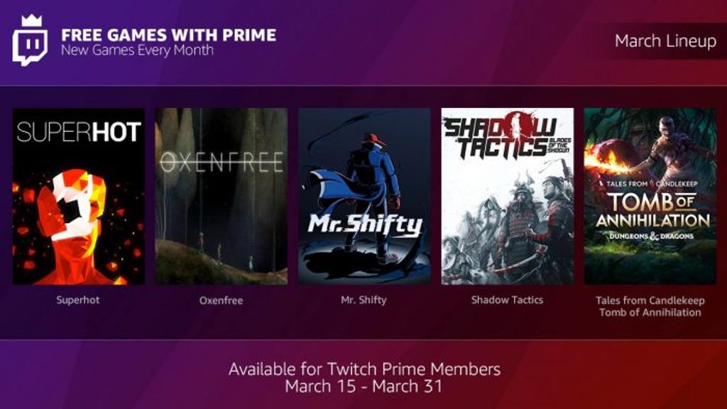 Os primeiros cinco jogos gratuitos do Twitch Prime. | Twitch/Divulgação