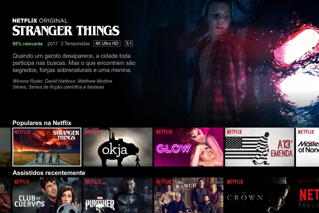 Séries da Netflix listadas na interface do serviço. | Netflix/Divulgação