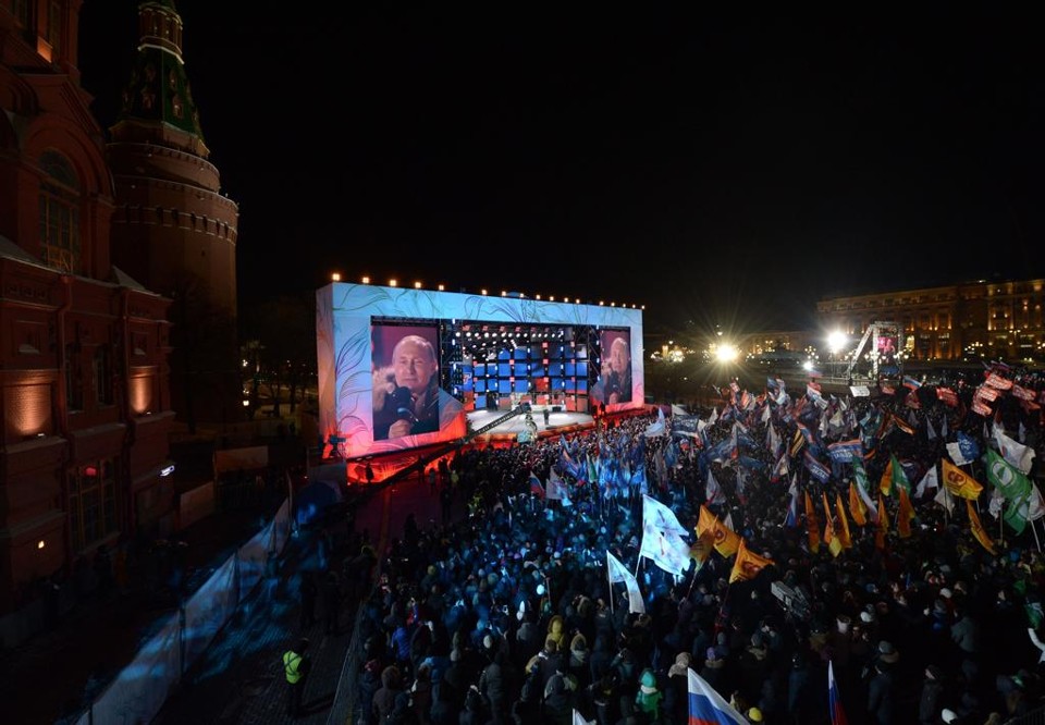 Putin discursa na Praça Vermelha, em Moscou | ALEXEY NIKOLSKY/AFP