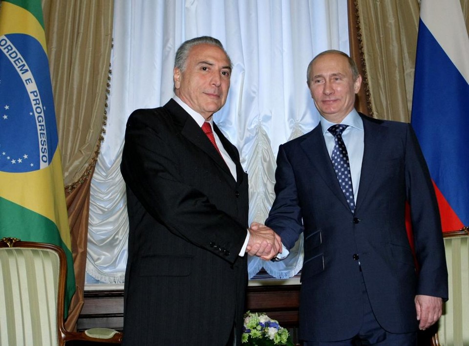 O presidente do Brasil, Michel Temer, e o colega russo, Vladimir Putin | ski/amd/ALEXEI NIKOLSKY