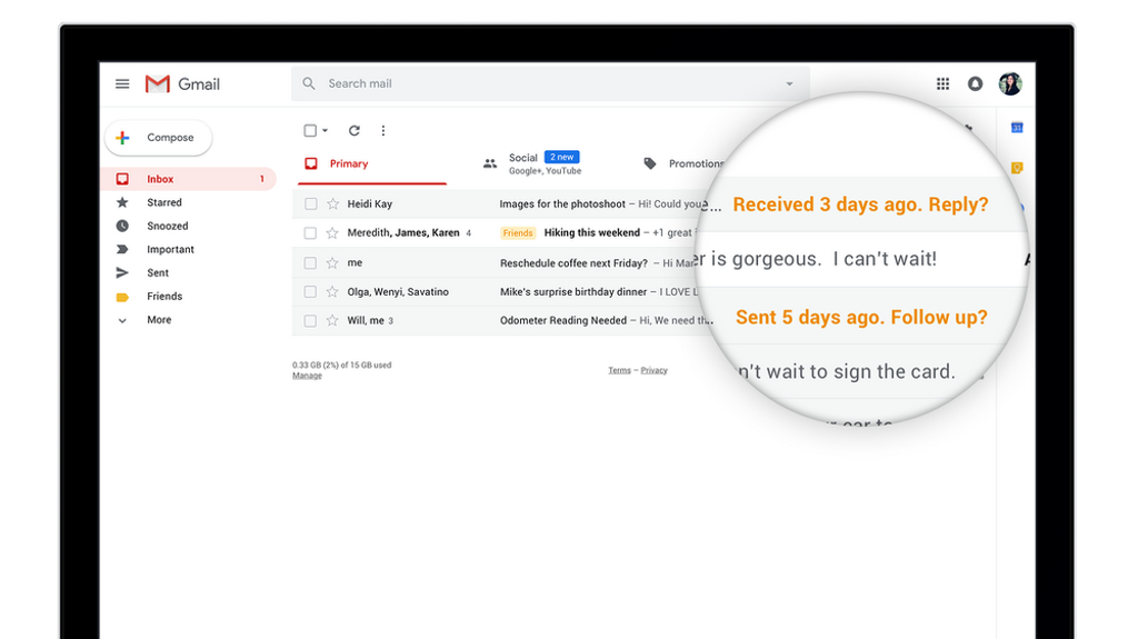 Novo visual do Gmail. | Google/Divulgação