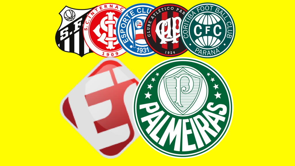 Santos, Internacional, Bahia, Atlético-PR e Coritiba são os clubes envolvidos no polêmico contrato com o Esporte Interativo. | /