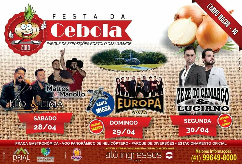 Apesar de ser um evento particular, show de Zezé di Camargo & Luciano eram anunciados como parte da programação da Festa da Cebola. | Reprodução/Facebook Drial
