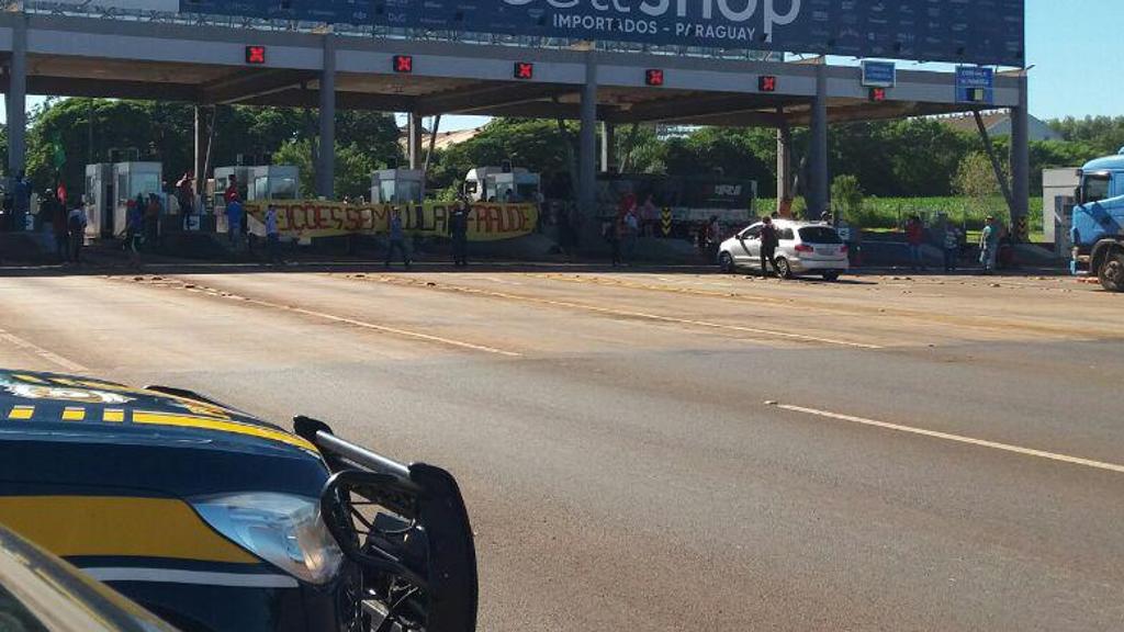 Pedágio bloqueado em São Miguel do Iguaçu, no Oeste | PRF/Divulgação