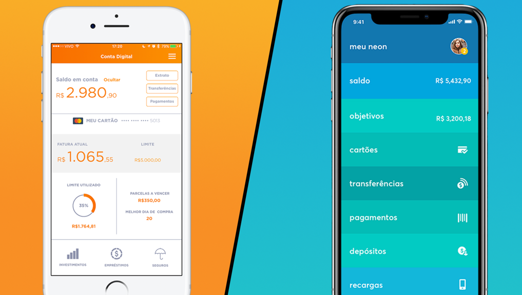 | Reprodução/Apps Banco Inte e Neon