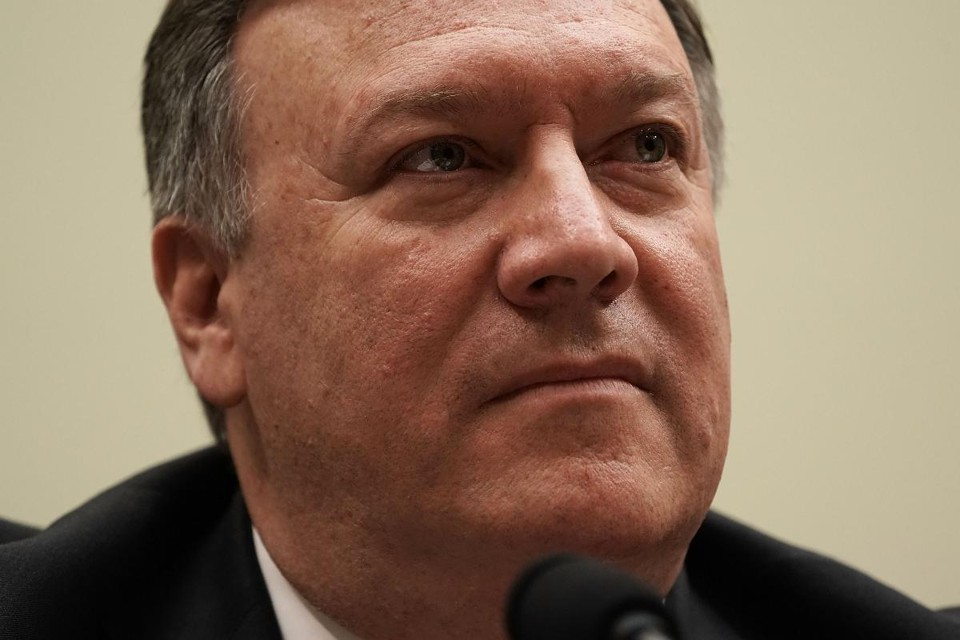 Secretário de Estado americano, Mike Pompeo, durante audiência na Câmara de Deputados | ALEX WONG/AFP