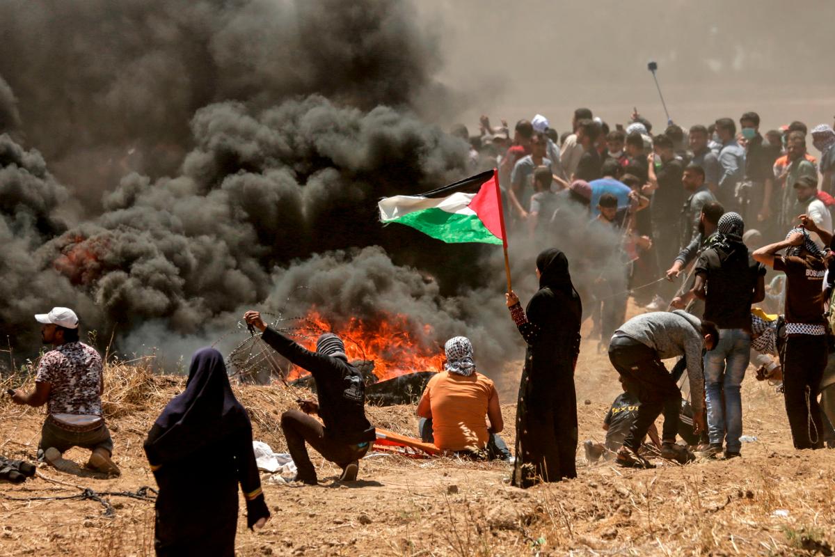 Confrontos desta segunda-feira (14) na fronteira entre Faixa de Gaza e Israel resultaram na morte de 59 palestinos | MAHMUD HAMSAFP