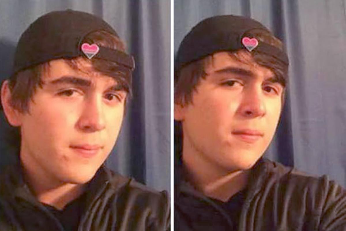 Duas selfies disponíveis nas redes sociais mostra Dimitrios Pagourtzis, 17 anos de idade, suspeito do tiroteio de Santa Fé, no Texas. O estudante, que matou 10 pessoas em uma escola de ensino médio do Texas, realizou o ataque com uma espingarda e um revólver calibre 38 que aparentemente furtou de seu pai. | ReproduçãoAFP