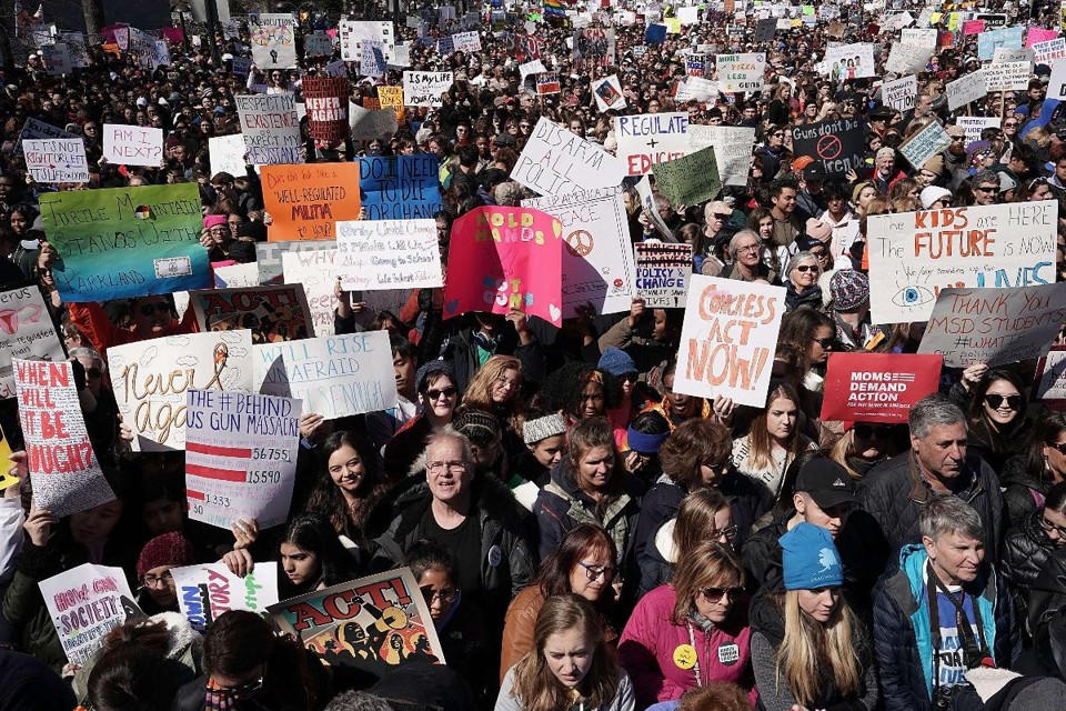 Estudantes de Parkland organizaram a “March for Our Lives”, no último dia 24 de março, em Washington, DC. | ALEX WONGAFP