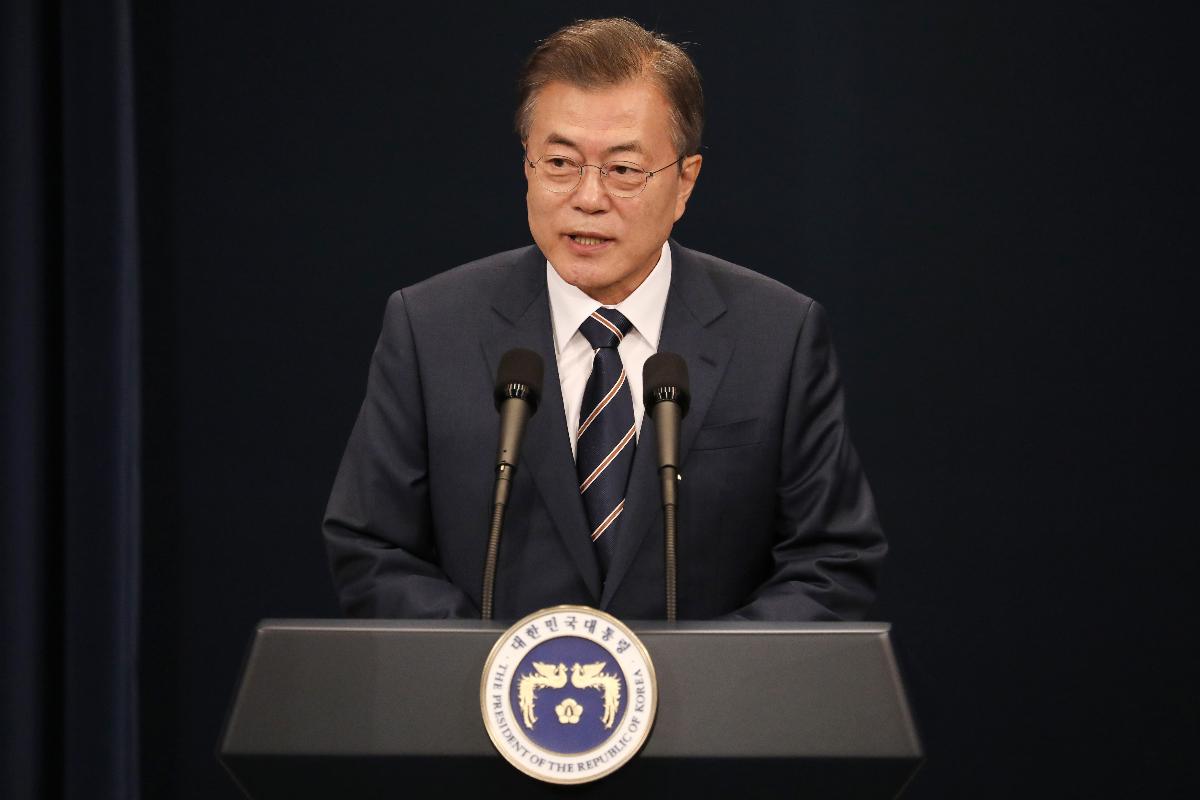 Presidente da Coreia do Sul, Moon Jae-in, se encontrou com o ditador Kim Jong-un no sábado e disse estar otimista quanto à cúpula entre EUA e Coreia do Norte | SeongJoon ChoBloomberg