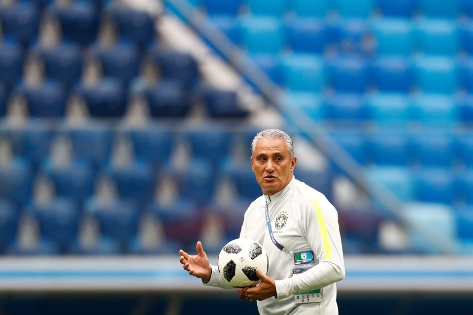 Tite comanda treino no Estádio Krestovsky, em São Petersburgo, na Rússia. | Jonathan Campos, enviado especial/Gazeta do Povo