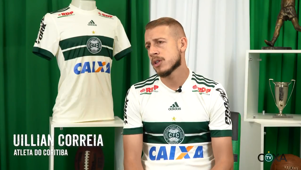 Volante Uillian Correia fala à TV Coxa durante apresentação como reforço do Coritiba. | Reprodução/Youtube