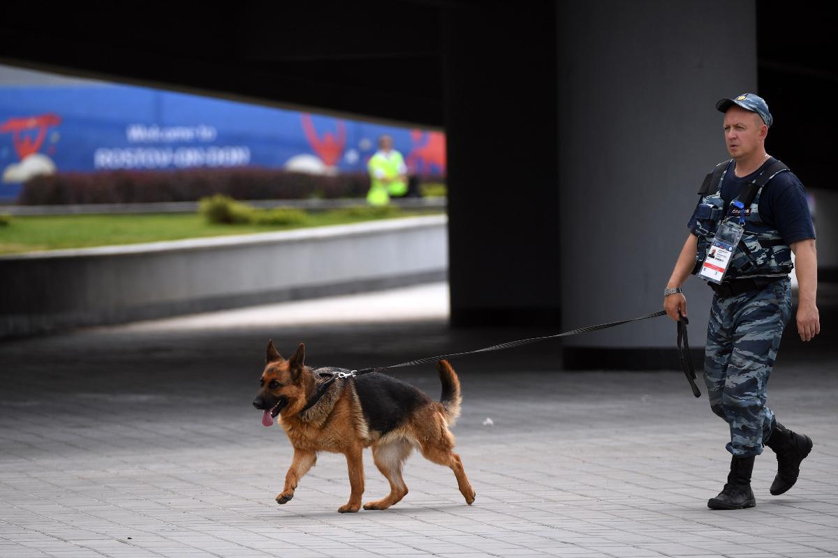 Membro da segurança patrulha um dos centros de treinamento em Rostov, na Rússia | KHALED DESOUKIAFP