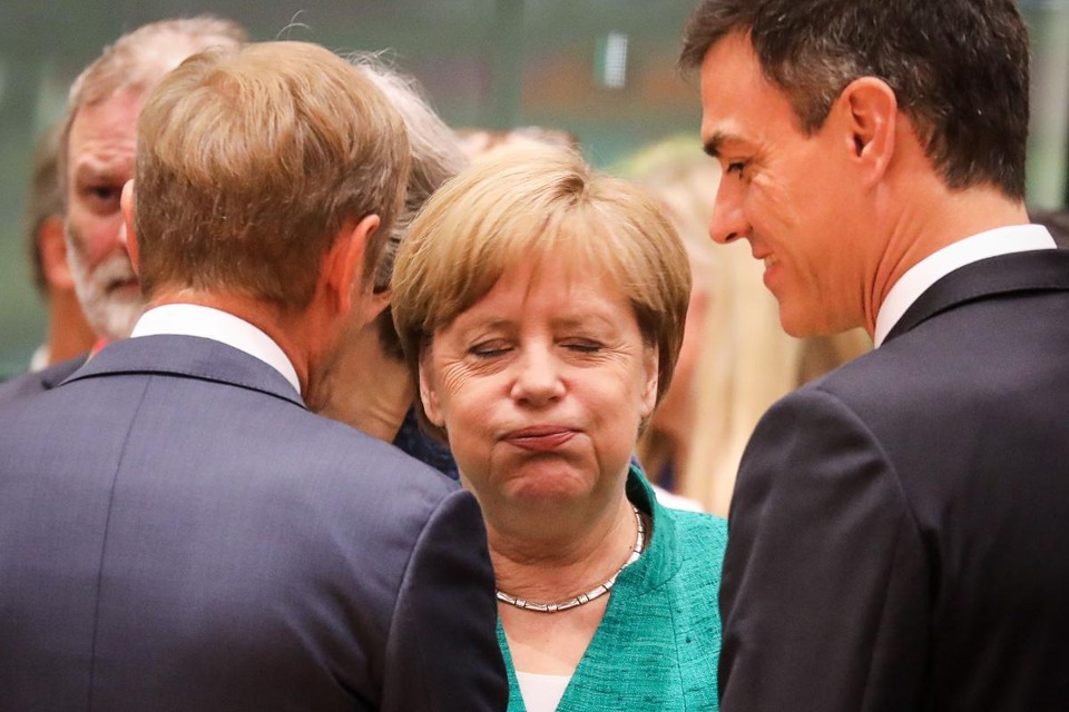 Chanceler alemã Angela Merkel durante a cúpula com líderes da UE, que vão discutir as políticas de imigração no bloco | LUDOVIC MARINAFP