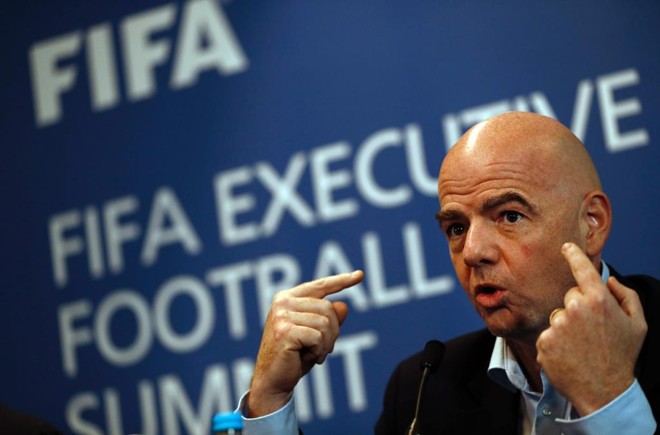 Gianni Infantino, presidente da Fifa. | ADRIAN DENNIS/AFP