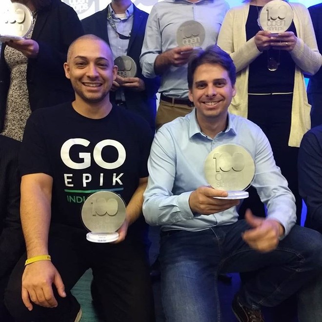 A paranaense GoEpik ficou em primeiro na categoria indústria. Na foto, à esquerda, Wellington Moscon, sócio-fundador da startup. | Divulgação/