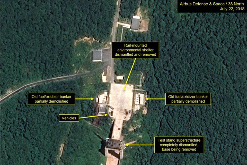 Imagem de satélite mostra instalações do centro de lançamento de testes de Sonhae, na Coreia do Norte | AFP