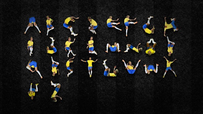 O alfabeto formado pelas quedas de Neymar, idealizado pelo publicitário curitibano Luciano Jacob | Reprodução/Facebook