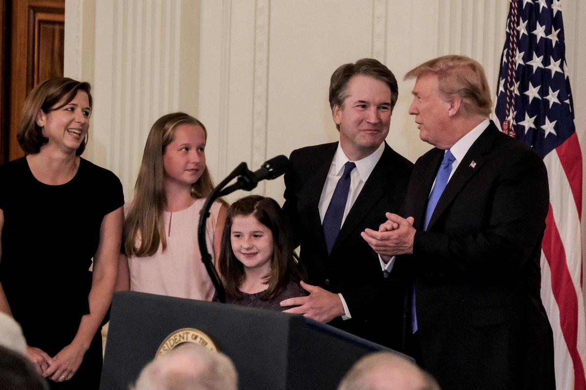 Ao lado da família, na Casa Branca, Kavanaugh é anunciado por Trump como indicado do republicano à Suprema Corte. | Bonnie Jo Mount/The Washington Post
