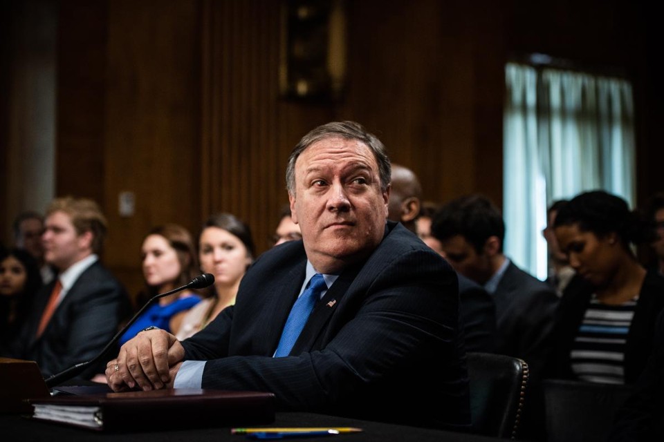 Secretário de Estado dos EUA, Mike Pompeo, presta depoimento ao Comitê de Relações Exteriores do Senado, na quarta-feira (25), em Washington, D.C. | Salwan GeorgesThe Washington Post