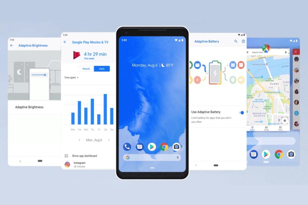 Telas do novo Android 9 Pie. | Google/Divulgação