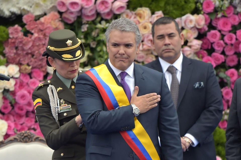 Novo presidente da Colômbia, Iván Duque, tomou posse nesta terça-feira (7) | RAUL ARBOLEDAAFP