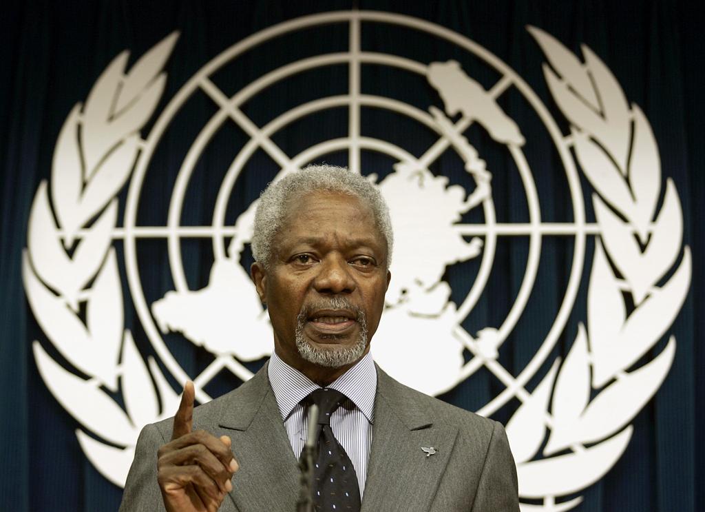 Nascido em Gana, Kofi Annan foi um dos ganhadores do prêmio Nobel da Paz. | TIMOTHY A. CLARY/AFP