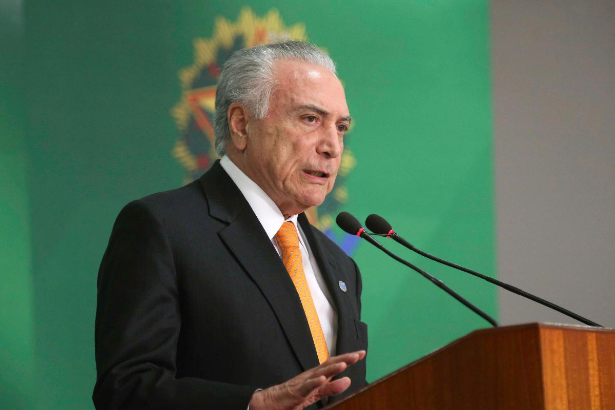 Presidente Michel Temer fala sobre o reforço da segurança em Roraima devido à crise migratória regional | FABIO RODRIGUES POZZEBOM/AFP