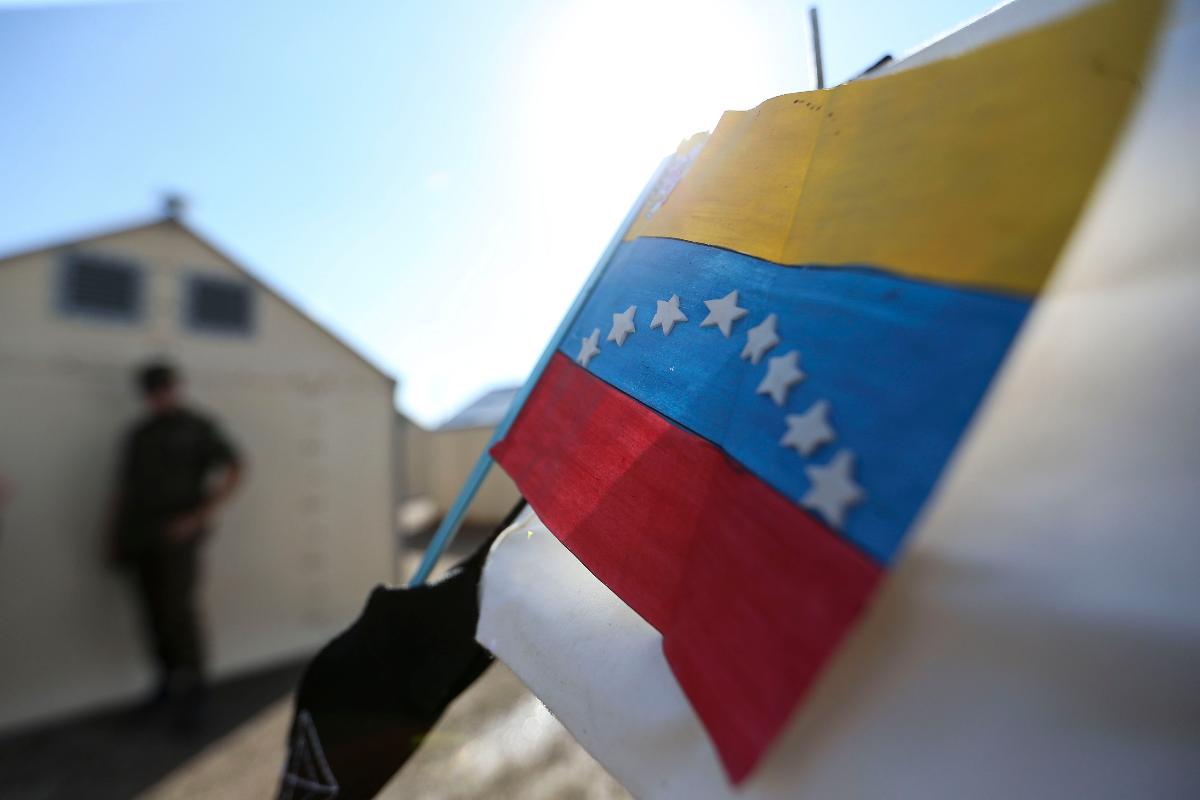 Bandeira da Venezuela exposta em abrigo de refugiados em Boa Vista, capital de Roraima | Marcelo Camargo/Agência Brasil