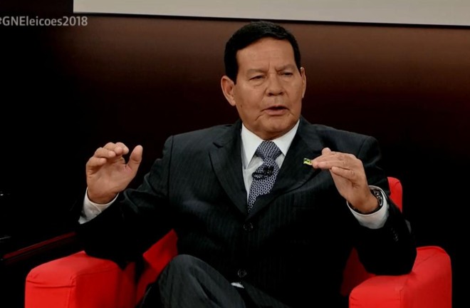 General Hamilton Mourão durante entrevista à GloboNews, na sexta-feira (7). | Reprodução