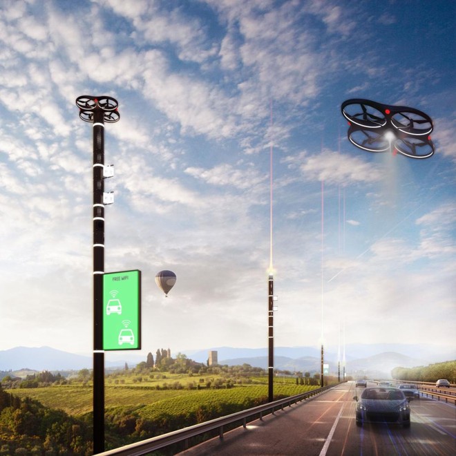 O uso de drones para fiscalizar rodovias será implantada na Itália e pode servir de exemplo para novos modelos de concessão. | A project by Carlo Ratti Associati for Anas