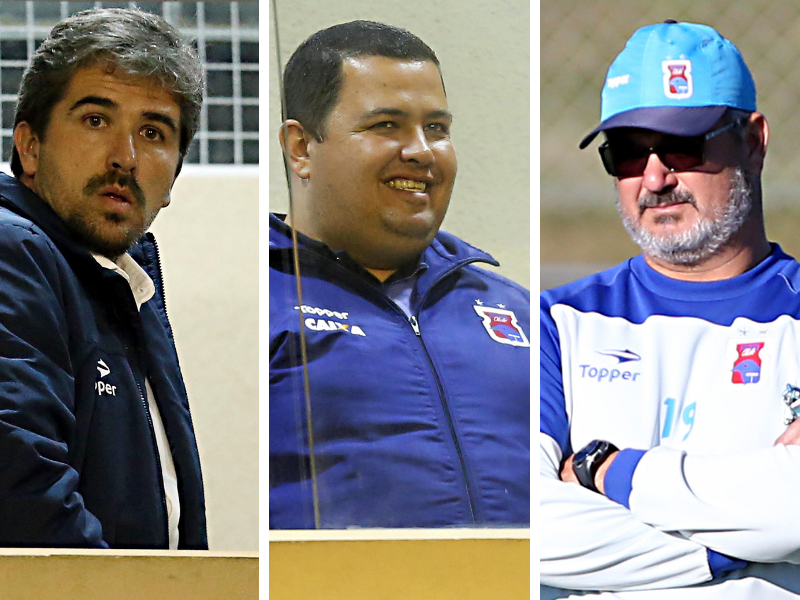 Diretor Pastana, presidente Leonardo Oliveira e ex-técnico Rogério Micale, nomes do Paraná em 2018. | Arquivo Gazeta do Povo