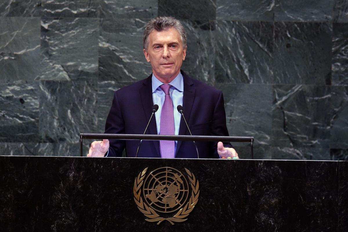 Presidente argentino, Maurício Macri, discursa durante a Assembleia Geral da ONU | BRYAN R. SMITH/AFP