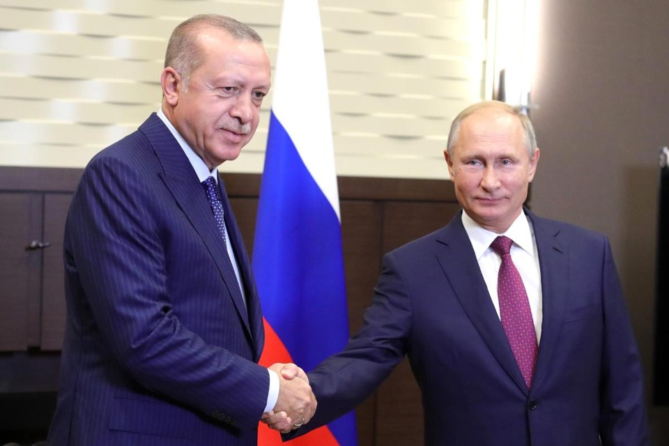 Presidentes turco, Reccep Erdogan, e russo, Vladimir Putin, se encontraram nesta segunda | Kremlin
