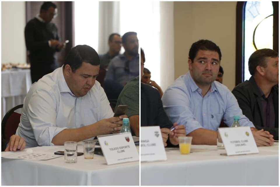 Leonardo Oliveira, presidente do Paraná, e Samir Namur, presidente do Coritiba. | André Rodrigues/Gazeta do Povo/