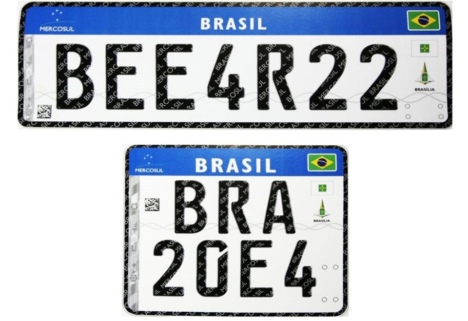 As novas placas terão 4 letras e 3 números, e poderão estar embaralhados, assim como na Europa. | Contran / Divulgação