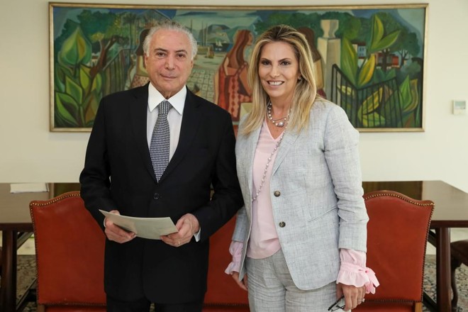 O presidente Michel Temer e a governadora do Paraná, Cida Borghetti, em encontro em Brasília. | Marcos Correa/PR