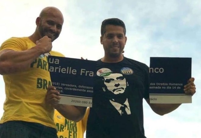 Imagem de Daniel Silveira e Rodrigo Amorim com a placa quebrada viralizou nas redes sociais após ser publicada. | Reprodução/ Instagram